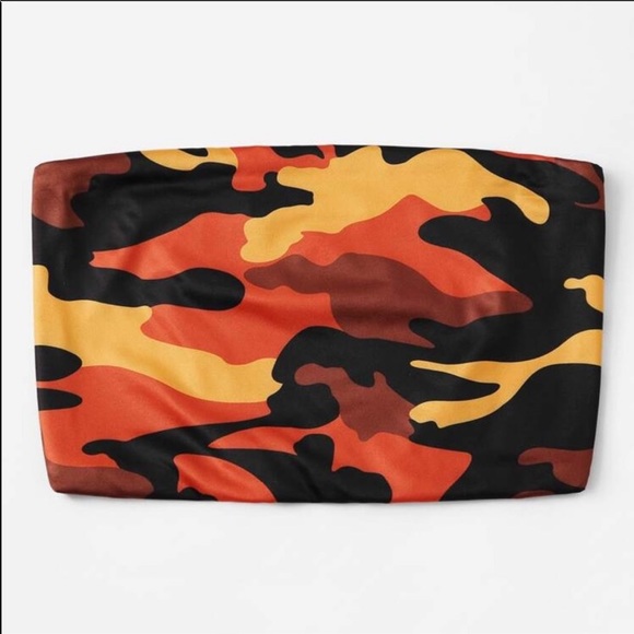 SHEIN Tops - SHEIN orange camo tube top bandeau M